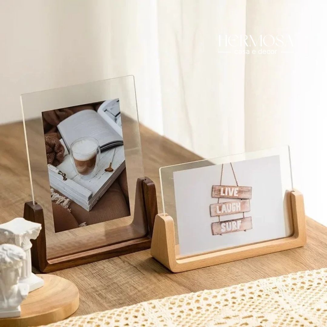 Porta-Retrato em Acrílico e Madeira Estilo Nórdico - EcoFrame