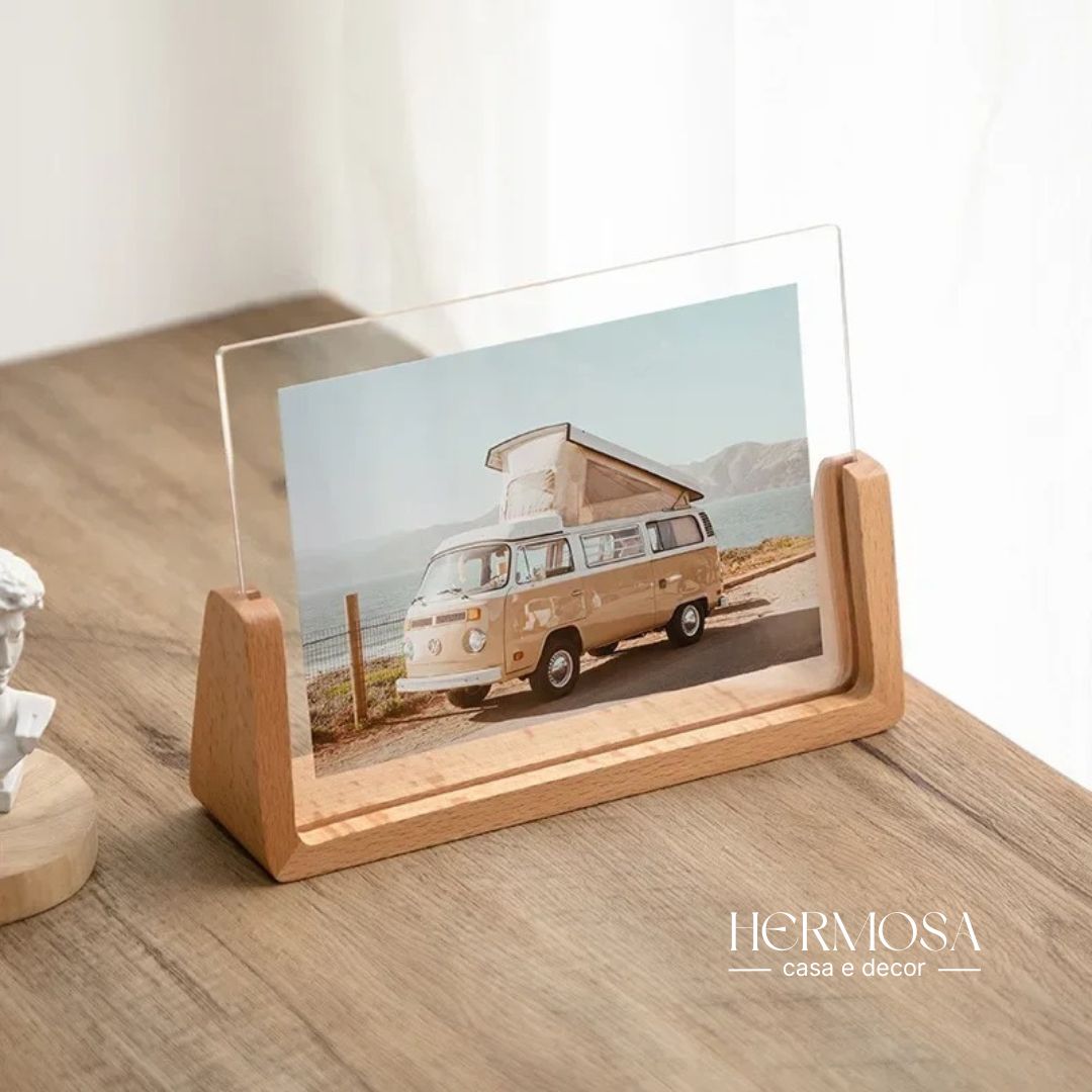 Porta-Retrato em Acrílico e Madeira Estilo Nórdico - EcoFrame