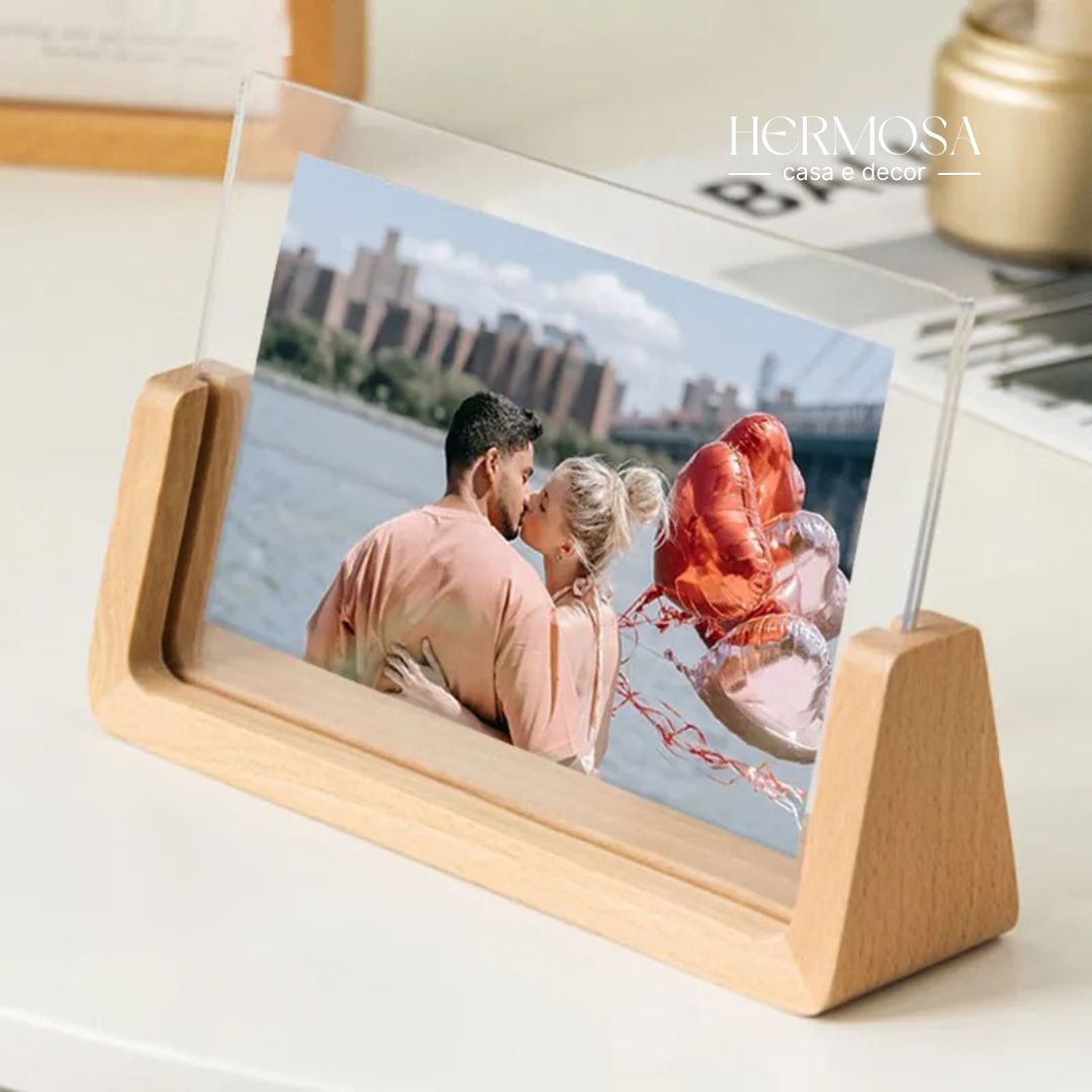 Porta-Retrato em Acrílico e Madeira Estilo Nórdico - EcoFrame